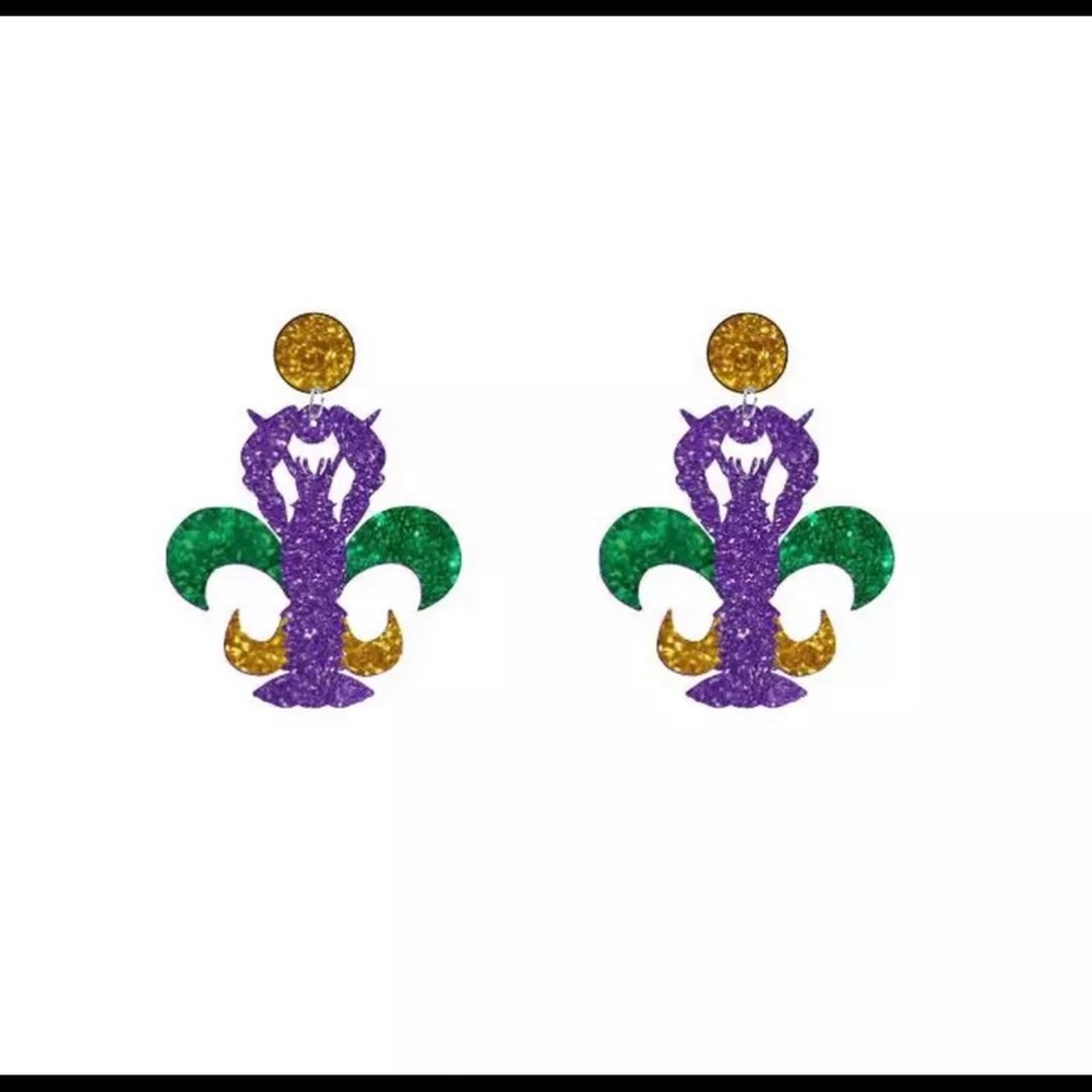 Mardi Gras crawfish earrings